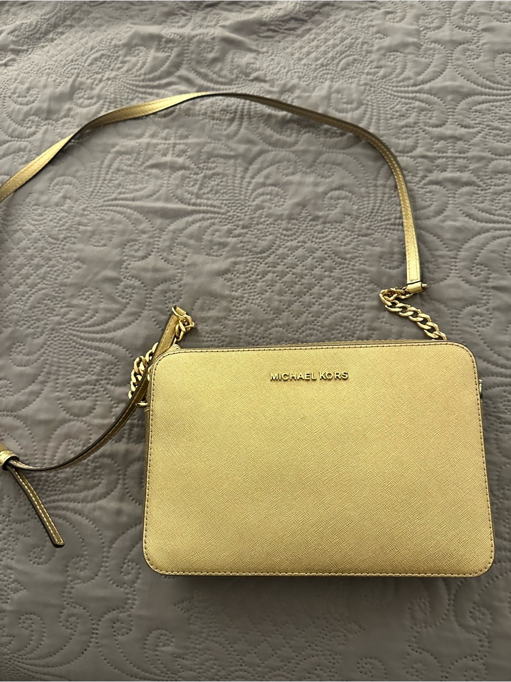 Michael Kors Metallic Gold Crossbody Saffiano Leather Bag